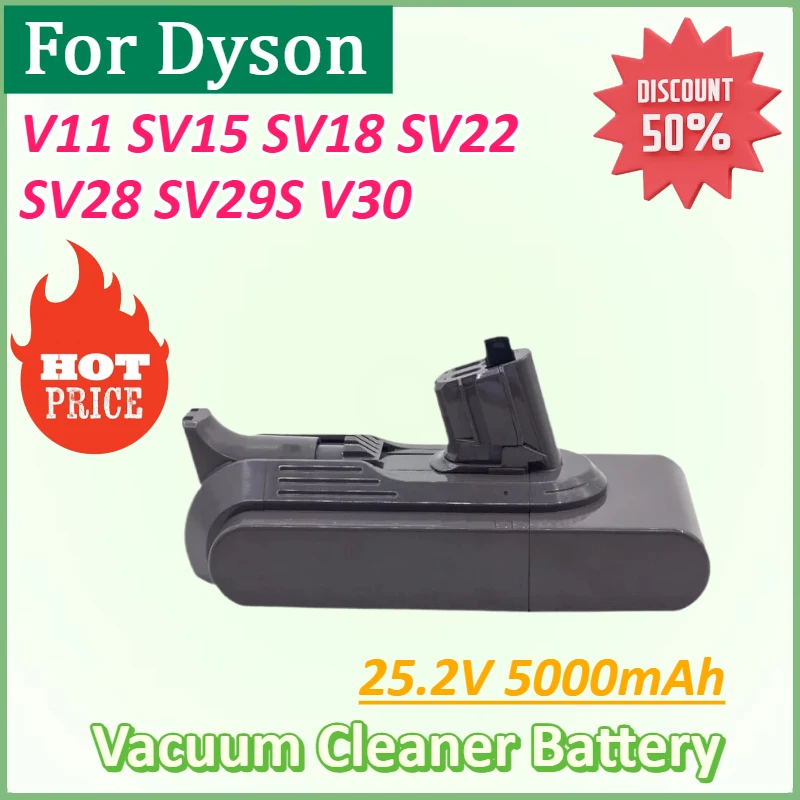 

New 18650 25.2V 5000mAh Lithium Ion Battery for Dyson V11 SV15 SV18 SV22 SV28 SV29S V30 Vacuum Cleaner Batteries Accessories