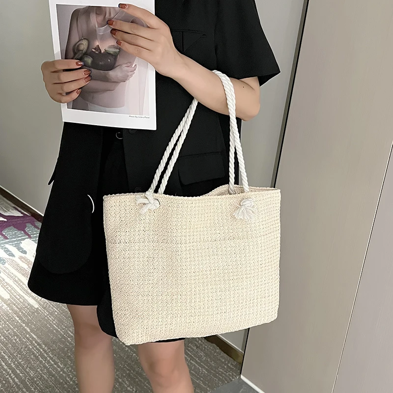 Summer Vacation Handmade Woven Women\'s Shoulder Bags Fashion Straw Underarm Bag Large Capacity Ladies Handbags