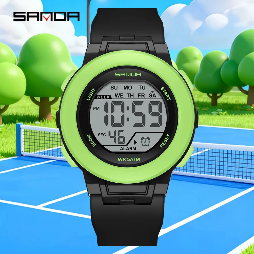 SANDA new 2026 multifunctional color light watch for high school students' sports, men's and women's electronic watches