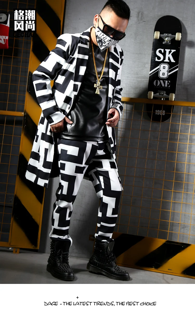 Cool Host Stage Costume Hip Hop Costume For Men Jazz Costume Nightclub Suit Street Dance Wear Street Oufits Dance Wear