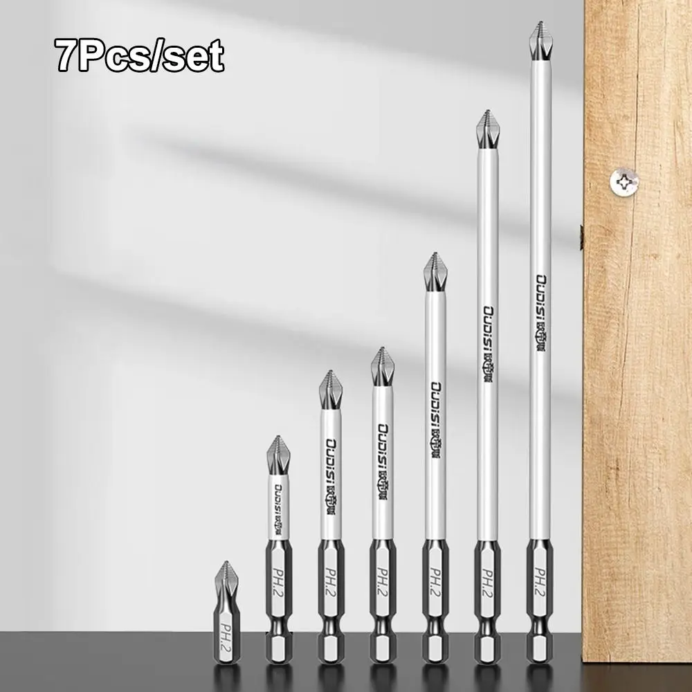 1/7Pcs Durable Magnetic PH2 Screwdriver Bit with High Hardness Waterproof Screwdriver Heads Batch Head Anti-Slip Cross Nutdriver