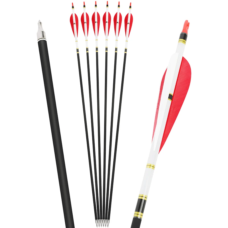 

6/12pcs Archery Carbon Arrow 4inch/5inch Turkey Feather SP500 ID6.2mm OD7.8mm Shooting Hunting Accessories