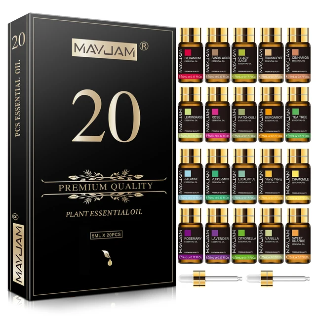 20 sztuk pudełko czyste naturalne roślinne olejki eteryczne zestaw do nawilżacza dyfuzor trawa cytrynowa mięta eukaliptus olejek lawendowy Citronella