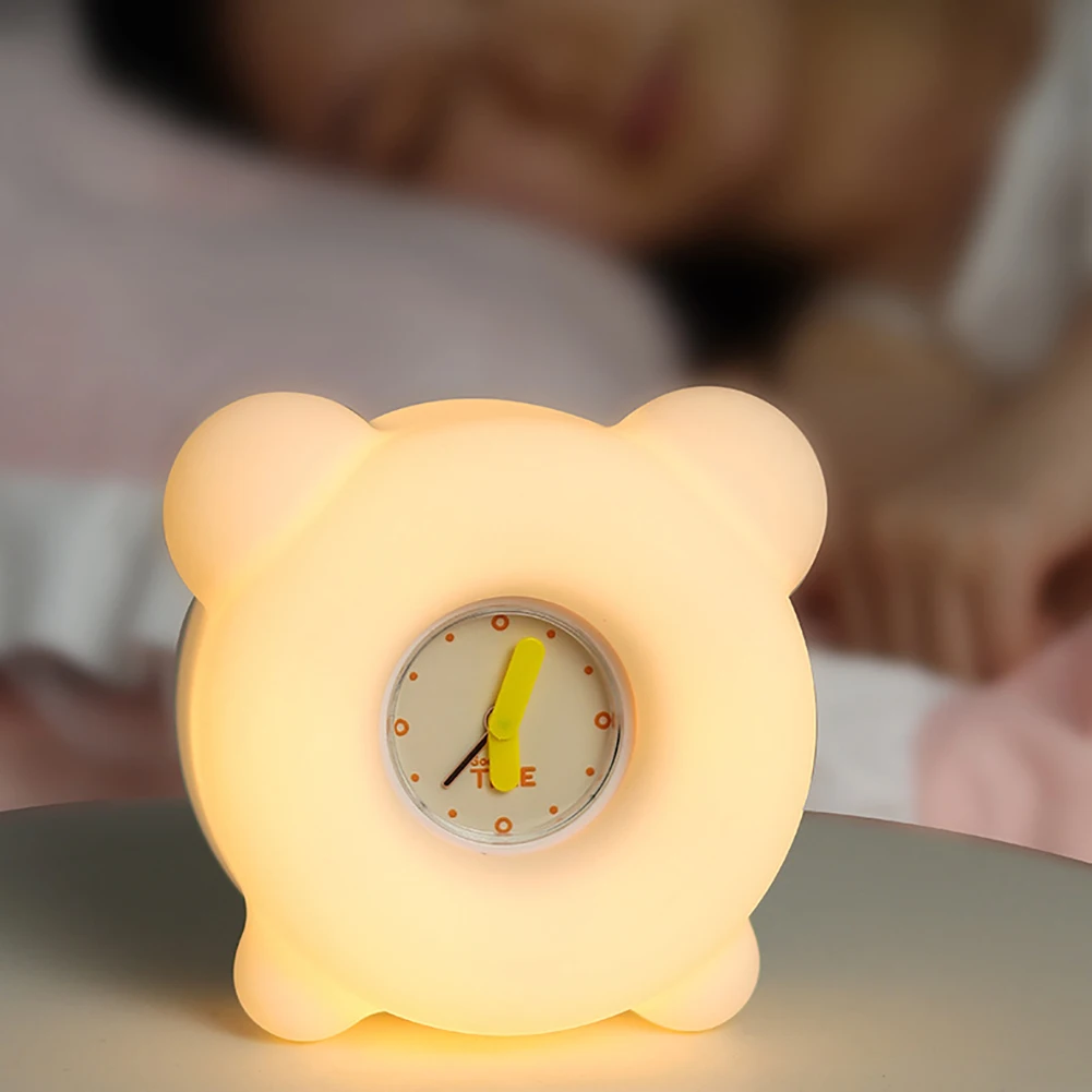 Bedside LED Clock Kids Alarm Clock With Night Lamp Children's Sleep Trainier Display With Rechargeable Control Digital Gifts