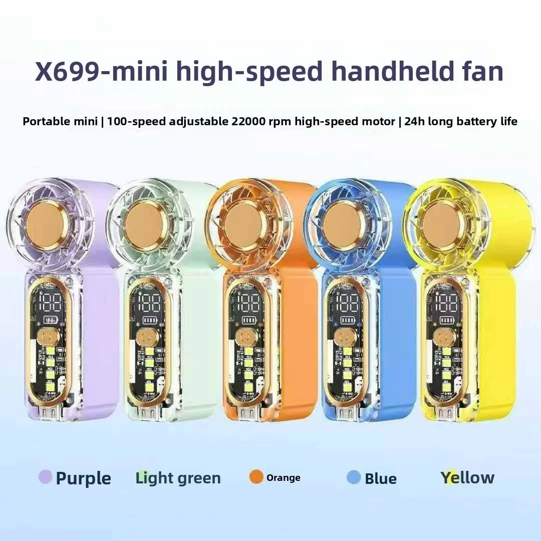 Mini-Handventilator, USB-aufladbar, ultra-leise, mit digitaler Anzeige, kleiner elektrischer Ventilator, leistungsstarker Wind, persönlicher Kühlventilator für Konzerte – Detail 2