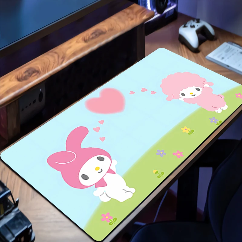 لوحة الماوس My Melody Gamer Desk Mat PC Computer Edge White مثير Anime Mousepad لوحة المفاتيح ملحقات ألعاب الكمبيوتر المحمول Mausepad