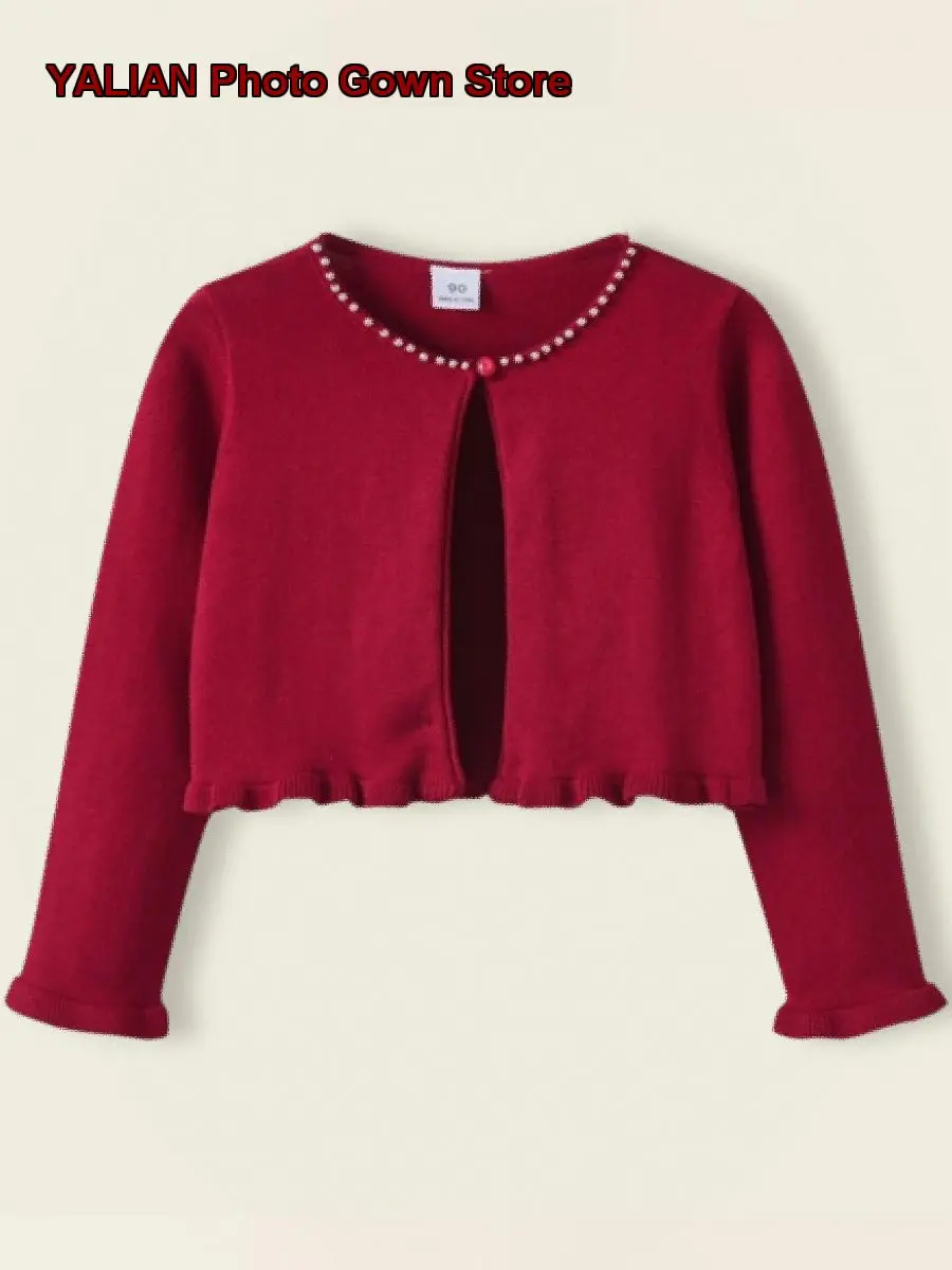 Girls Knit Jacket Spring Autumn Pure Cotton Short Princess Dress Shawl for Kids Older Kids