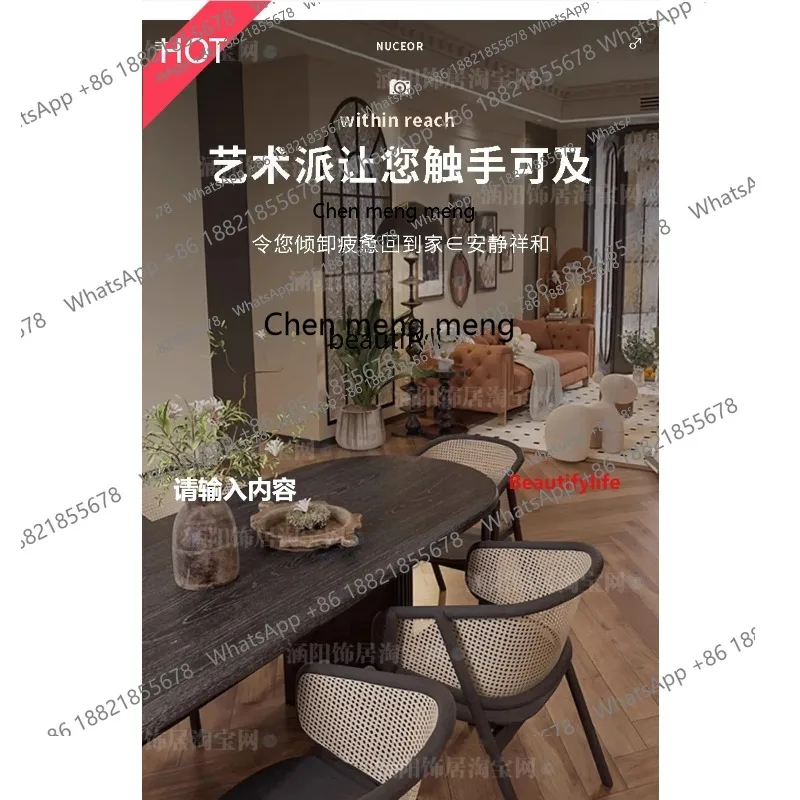 cn8617 LHY New Arrivals Japanese Style Solid Wood Dining Tables and Chairs Set Oval Black French Classical Nordic Home Small Apa
