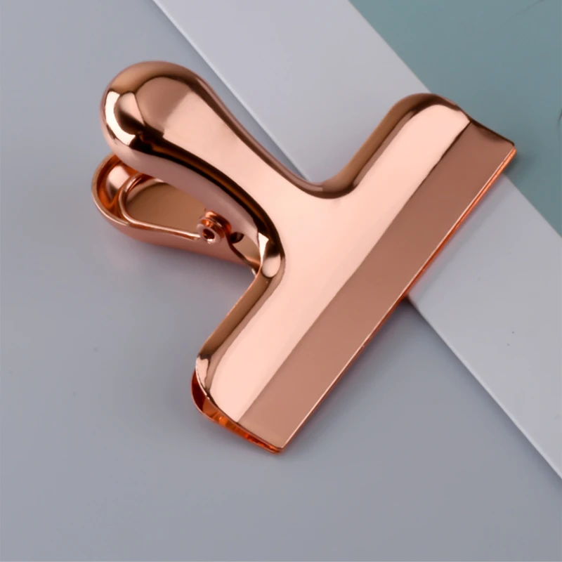 1pc Stainless Steel Rose Gold Black Snack Sealing Clip Nordic Style Food Clip Household Multifunctional File Bill Clip