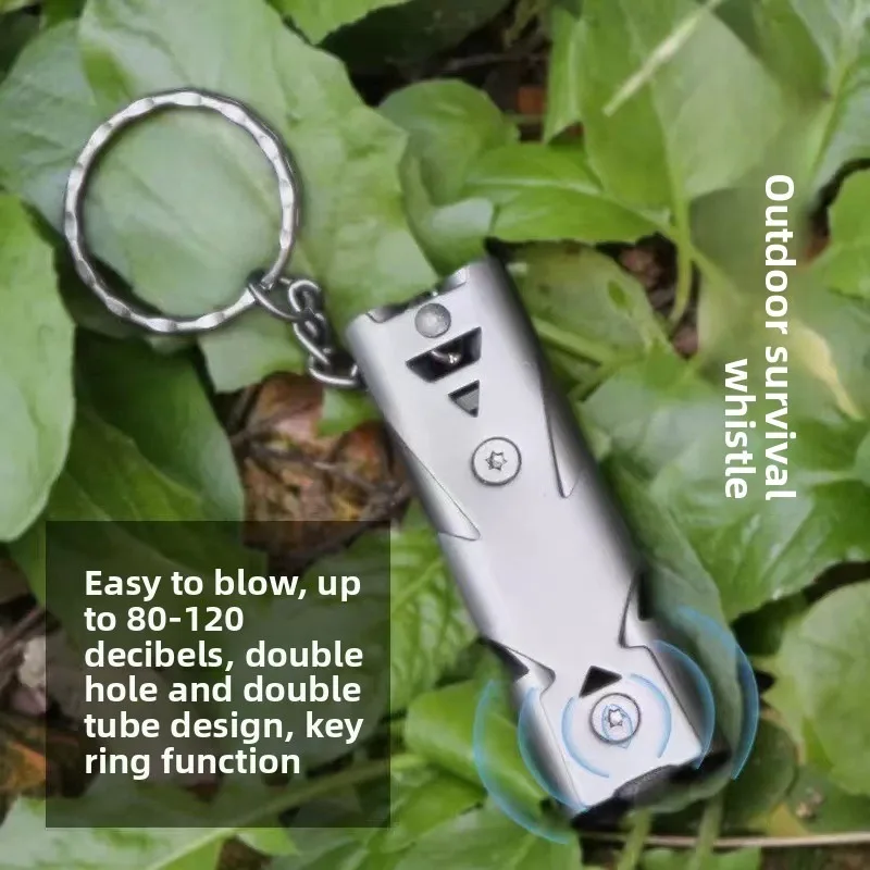 

Outdoor Survival Dual-Tube High-Pitch Whistle Stainless Steel High-Frequency Earthquake Rescue