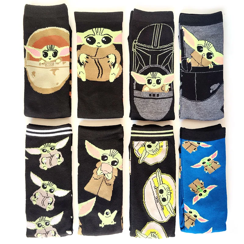 Calcetines de Dibujos Animados Estilo 45, Cosplay de R2-D2, C-3PO, Yoda, Calcetines Divertidos, Novedosos, Casuales para Hombre y Mujer