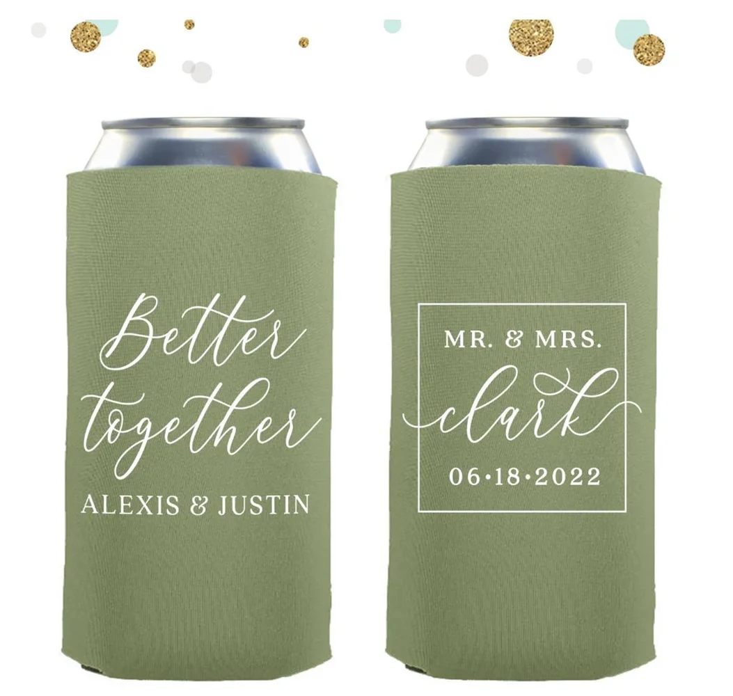 Wedding Regular & Slim Can Cooler Package #186RS - Better Together - Custom - Wedding Favor Pack, Wedding Favor, Beer Holder,