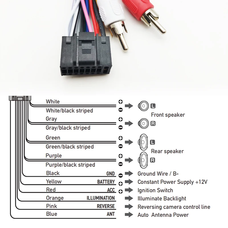 44Pin Radio Wiring Harness Adapter 16 Pin Plug Auxiliary Audio Connector Car Android Cable for Chevrolet Spark Volt Aveo