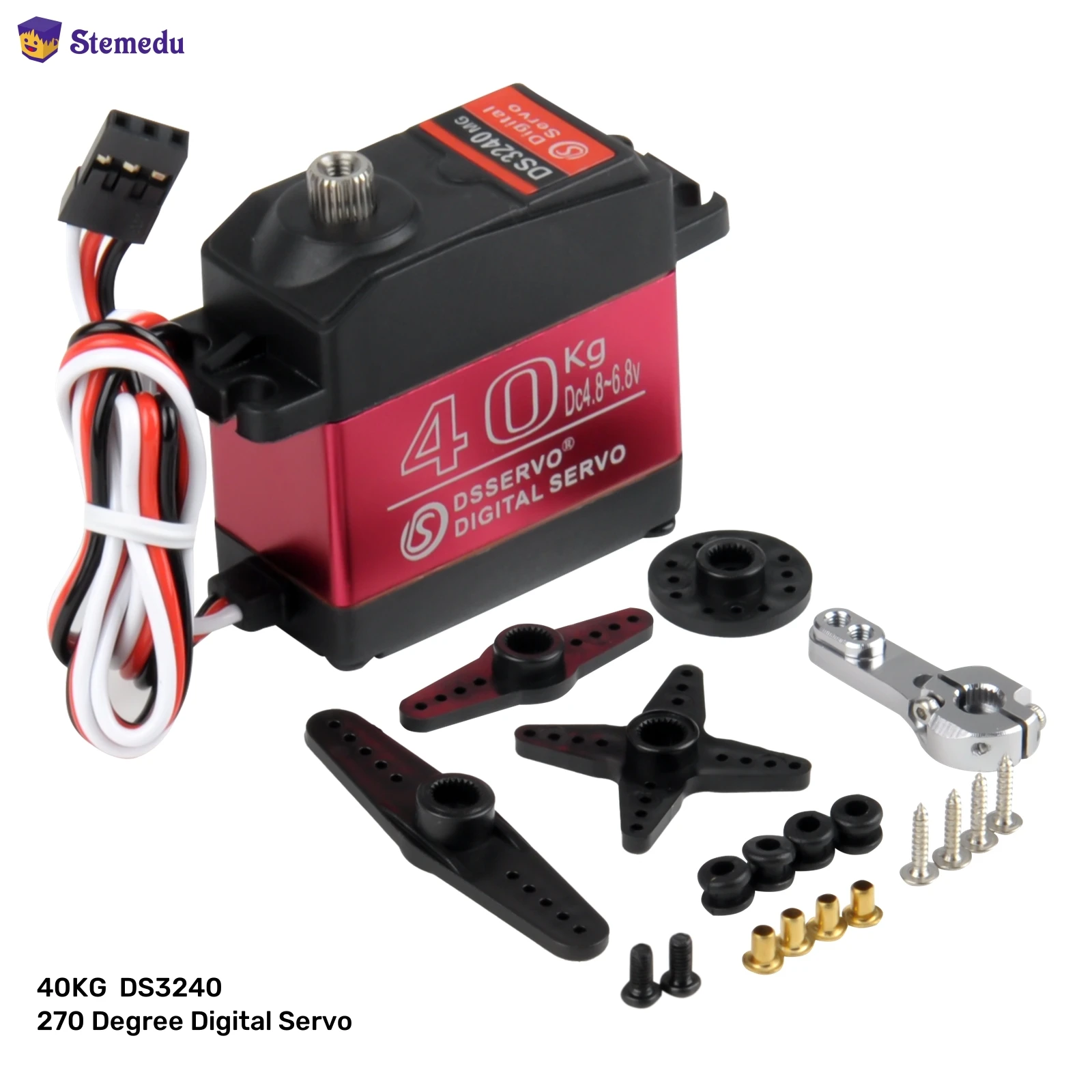 40KG 6V DS3240 Large Torque Digital Servo 270 degree Waterproof IP66 with 25T Servo Arm for RC Car