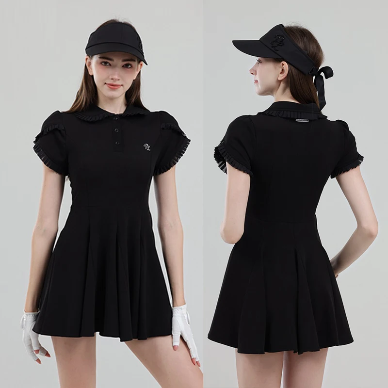 PL Women Tracksuit Summer Sports Dresses with Shorts POLO Shirt Dresses Golf Wear Lady Short Sleeve Tennis Skirts Ruffle Design
