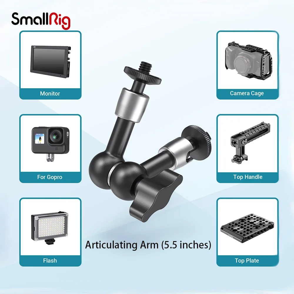 Smallrig câmera 5.5 polegadas braço articulando evf montagem microfone universal 1/4 \