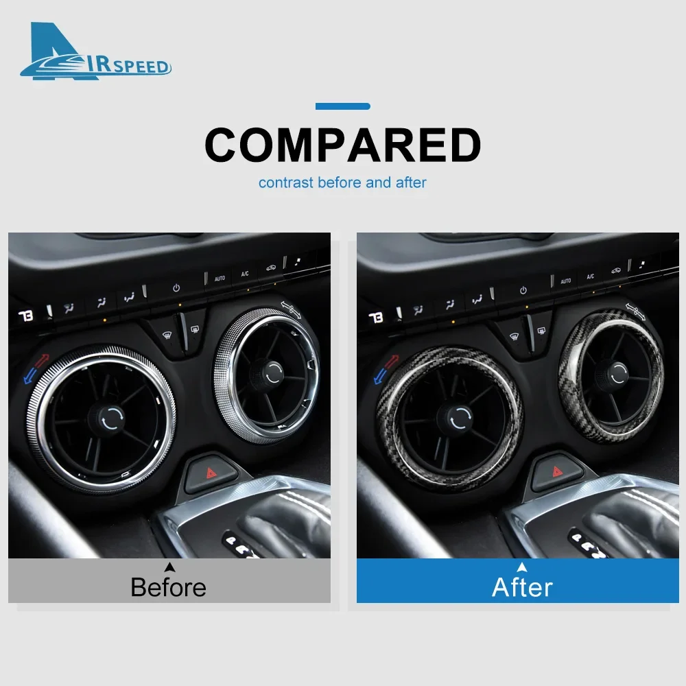 

Real Dry Carbon Fiber For Chevrolet Camaro 2016-2021 Car Central Console Air Outlet Vent Cover Frame Trim Interior Accessories
