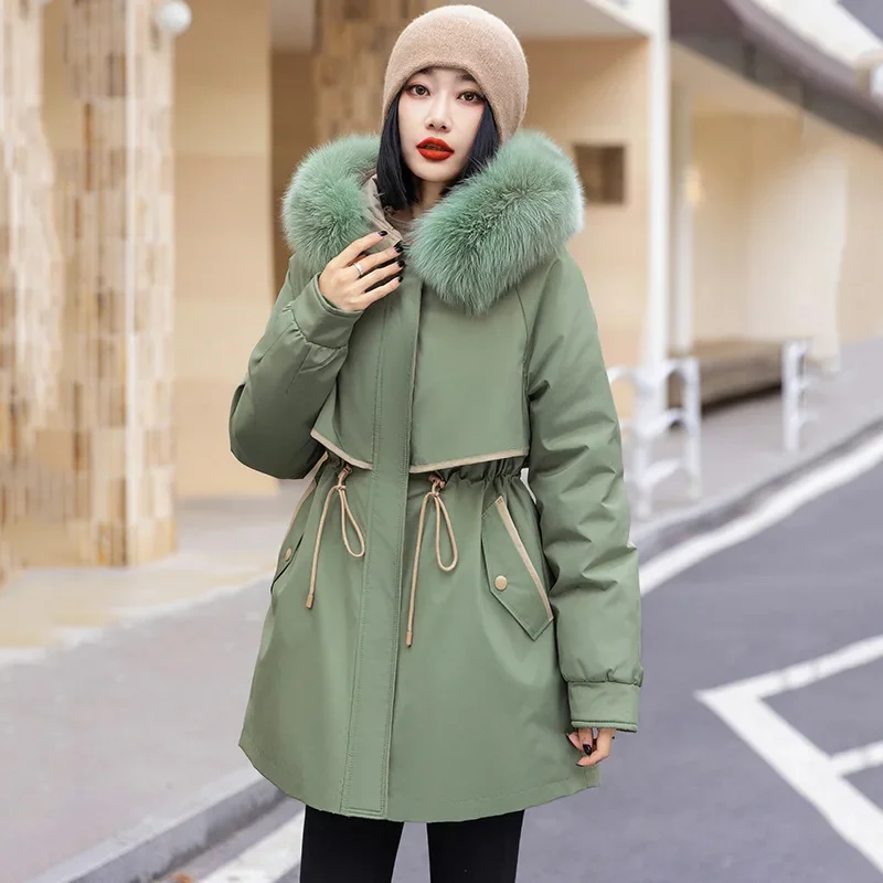 Women\'s Clothing Winter Down Cotton Jacket Two Piece Set Slim Hooded Warm Outerwear Fashion Design Ladies Coats Female Parkas