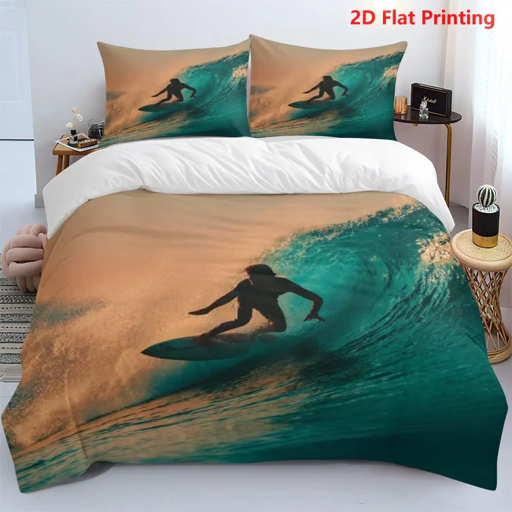 Ocean Wave Design Duvet Cover Set Multi Size Quilt Cover Queen Size Bedroom Bedding Decoration Machine Washable Adult Boy Girl Bedroom