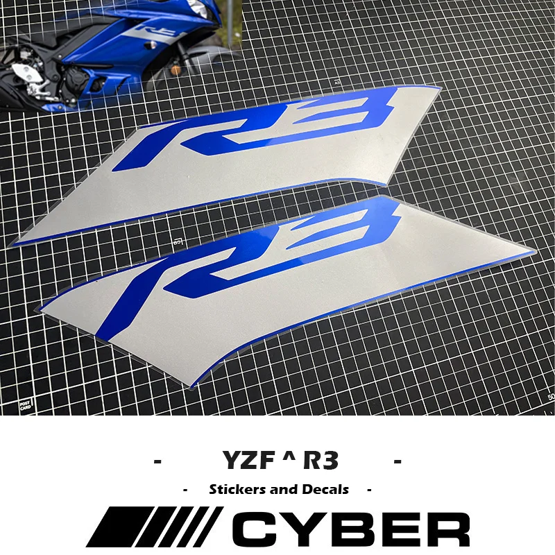 

For YAMAHA YZF-R3 YZFR3 OEM Customized Replica Motorcycle Shell Stickers and Decals Blue and Silver Matching Design