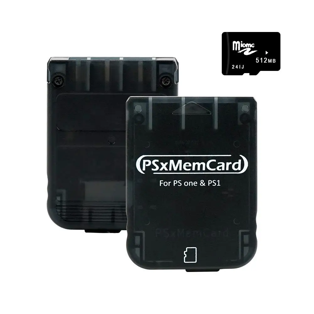 بطاقة ذاكرة PS1 شفافة بيضاء/سوداء PSxmemcard حفظ تاريخ اللعبة لوحدة التحكم Sony PlayStation 1 & PS One (بطاقة TF مجانية)