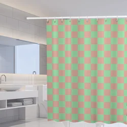 Checkerboard Cloth Bath Shower Curtain for Bathroom Opaque Curtains Accessories Waterproof the Things Sets Full Set Showers Home