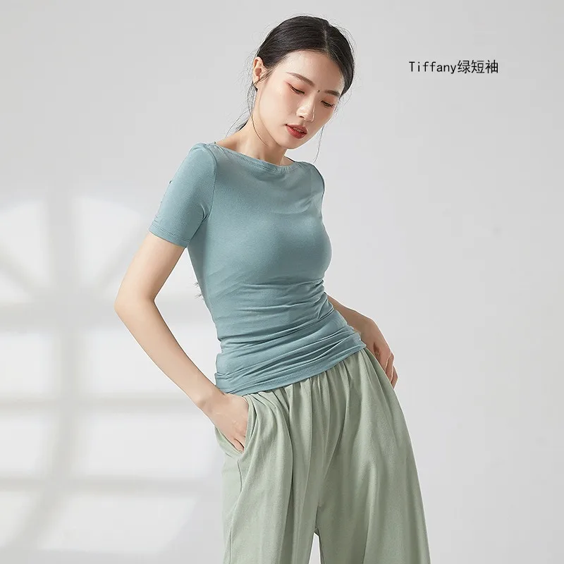 Viscose Tee Shirt Women Classical Folk Dance Long Sleeve Top Modern National Dancer Training Basic Wear Body Rhyme Yoga Slim New