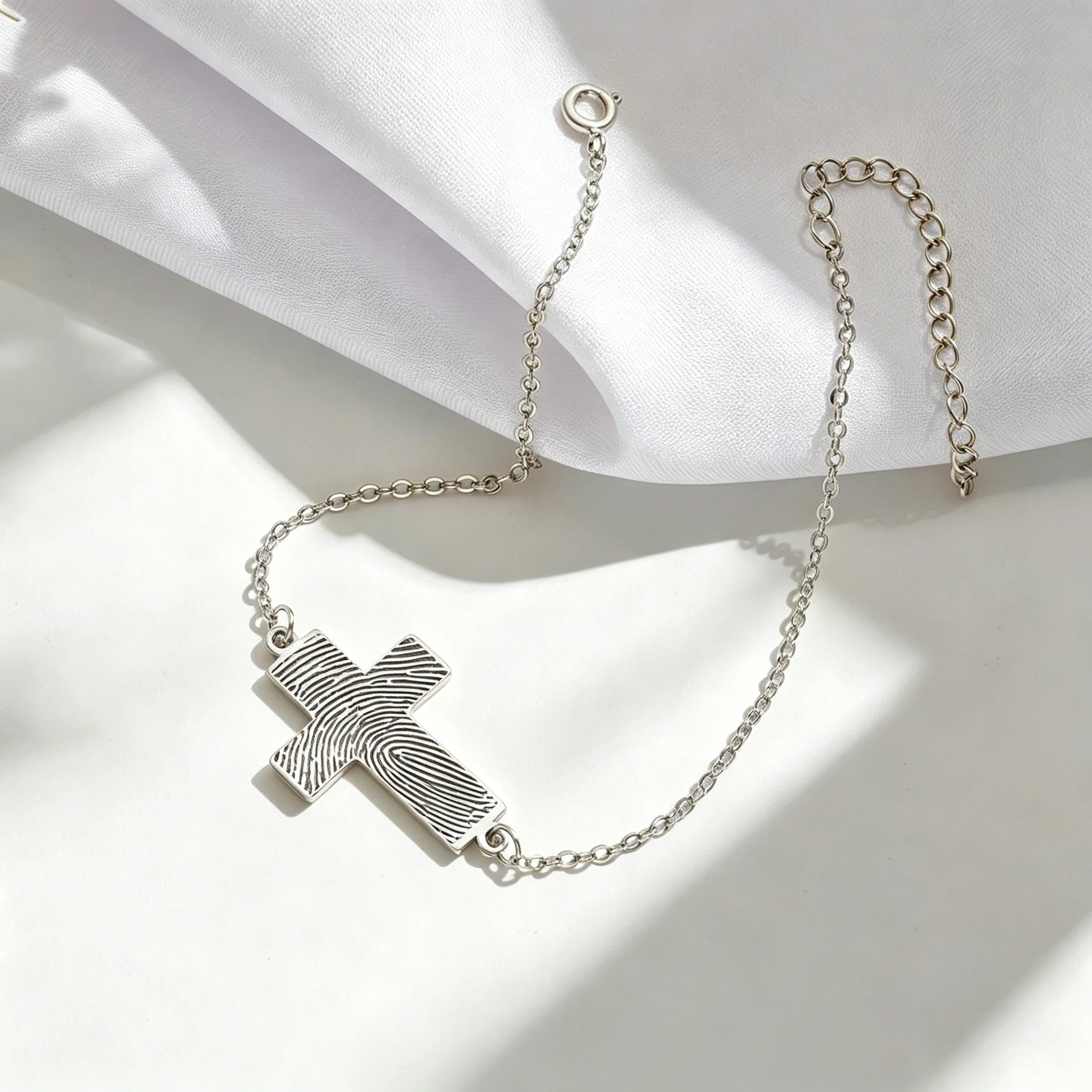 Kkjoy Edelstahl-Armband mit individuellem Fingerabdruck, goldfarben, Herz-Kreuz-Gravur, Schmuck, Schutzengel, Liebe, personalisierte Frauengeschenke – Detail 12