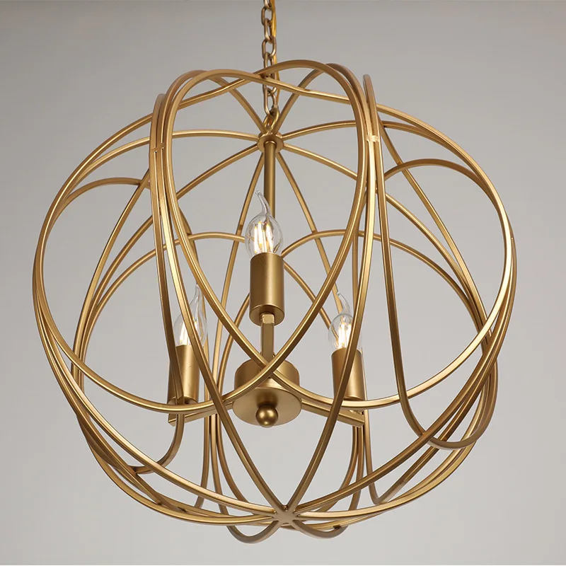 American Country Restaurant Chandelier Simple Industrial Style Three Head Bedroom Lamp Aisle LED Balcony Living Room Lamp