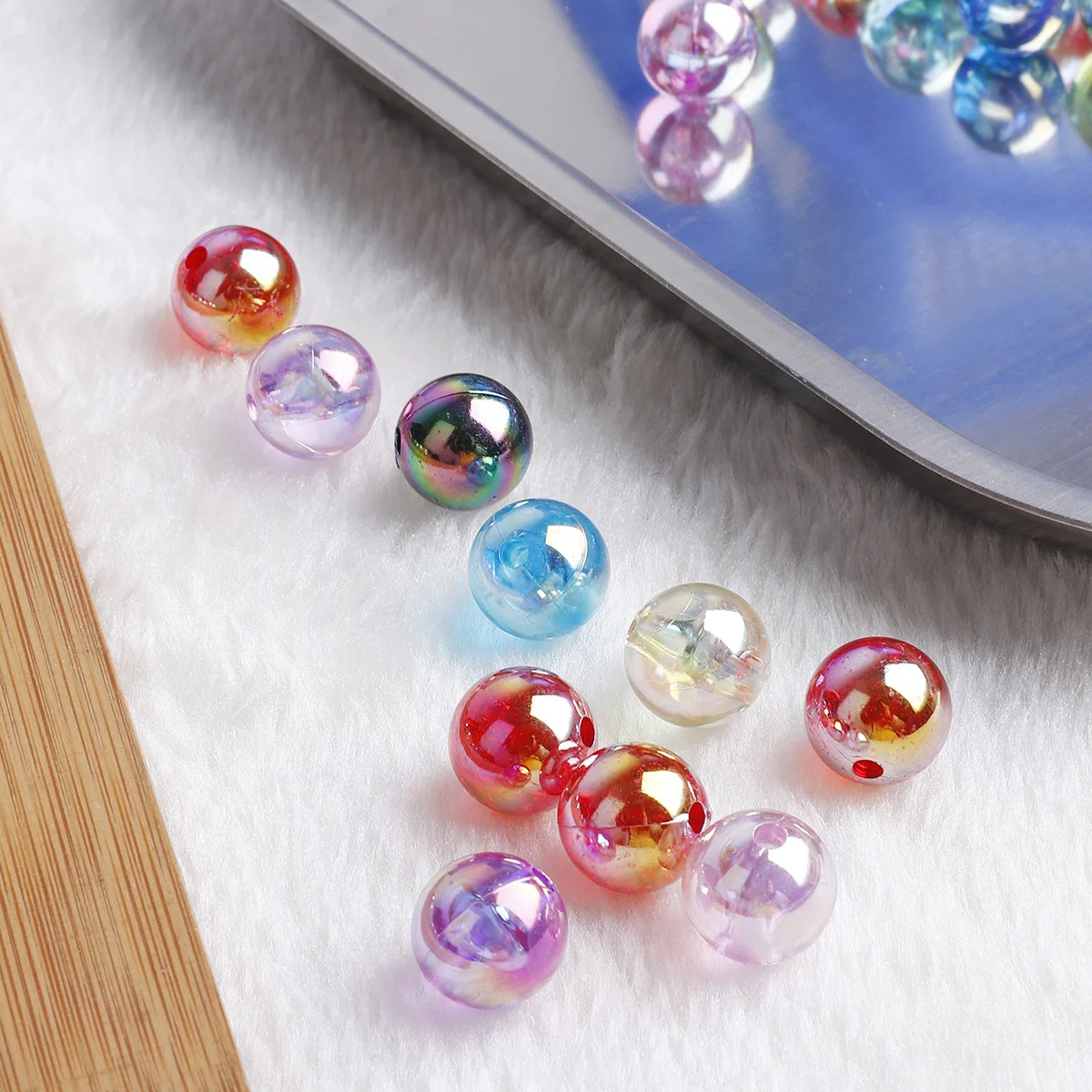 

NEW 50pcs 8mm Mixed Colour AB Round Acrylic Loose Spacer Beads for Jewelry Makeing Diy Handmade Clothing Accessories