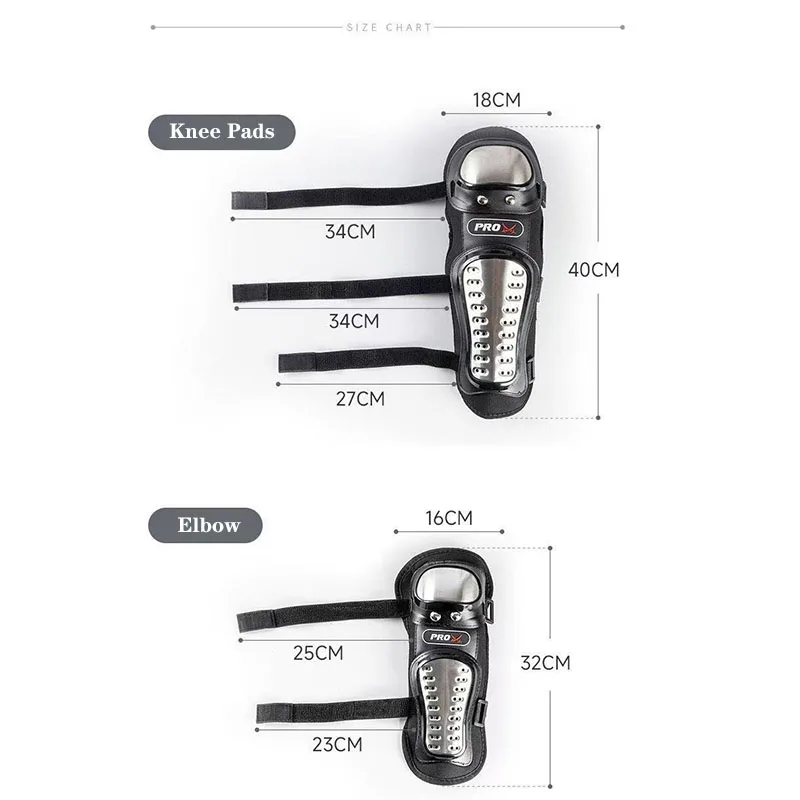 4 pezzi/set ginocchiere per moto ginocchiere per gomiti per moto in acciaio inossidabile kit di protezioni per protezioni per equipaggiamento protettivo da corsa di motocross