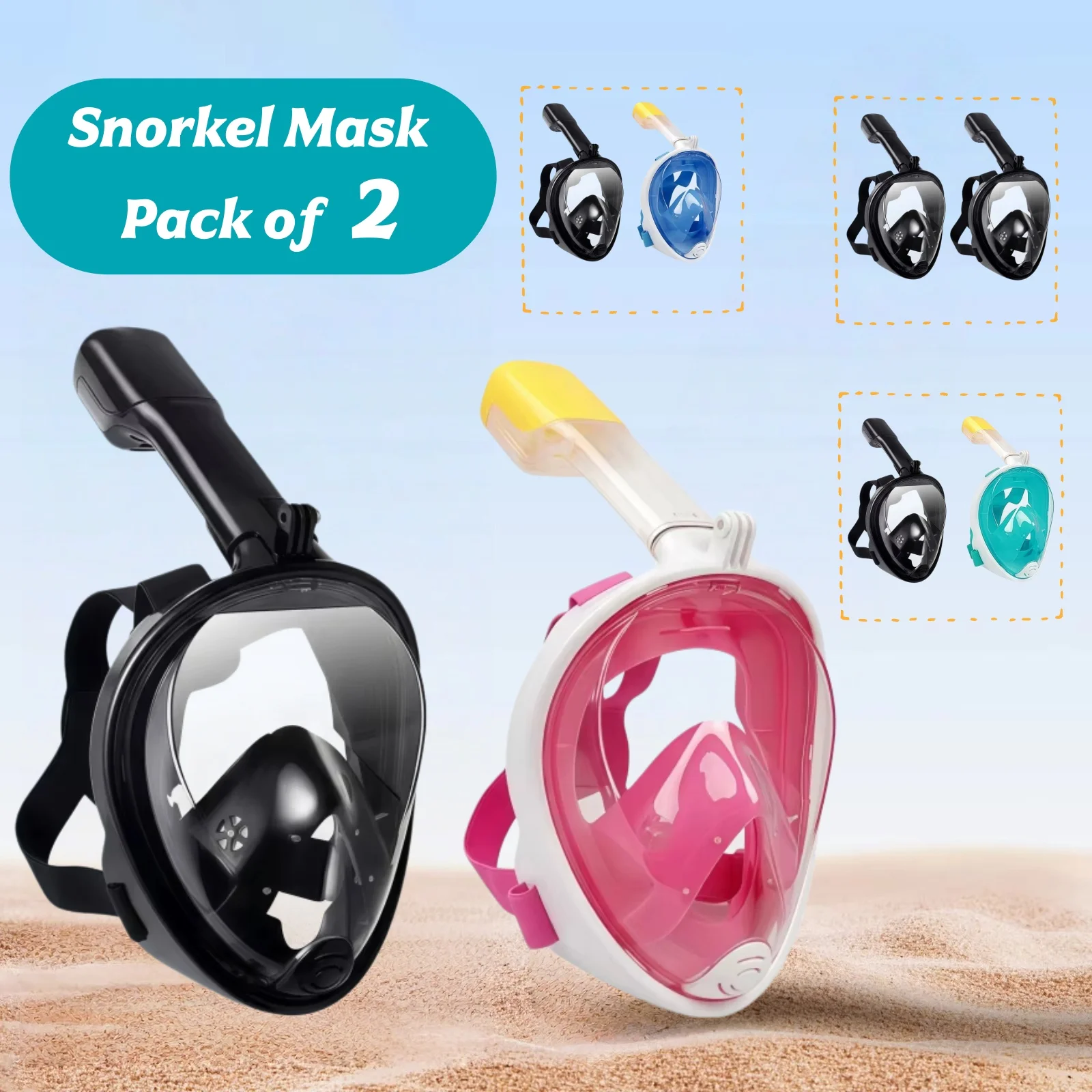 

Комплект из 2 масок для подводного плавания с полным покрытием лица, противотуманные, безопасные для дыхания, для детей и взрослых