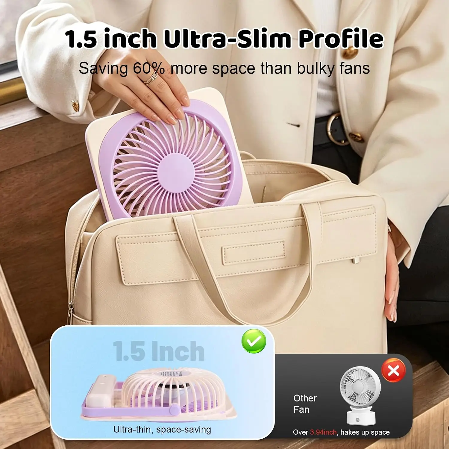 Portable travel fan，suitable for sleep，quiet small desktop fan，personal fan for office and bedroom，essential for vacation travel