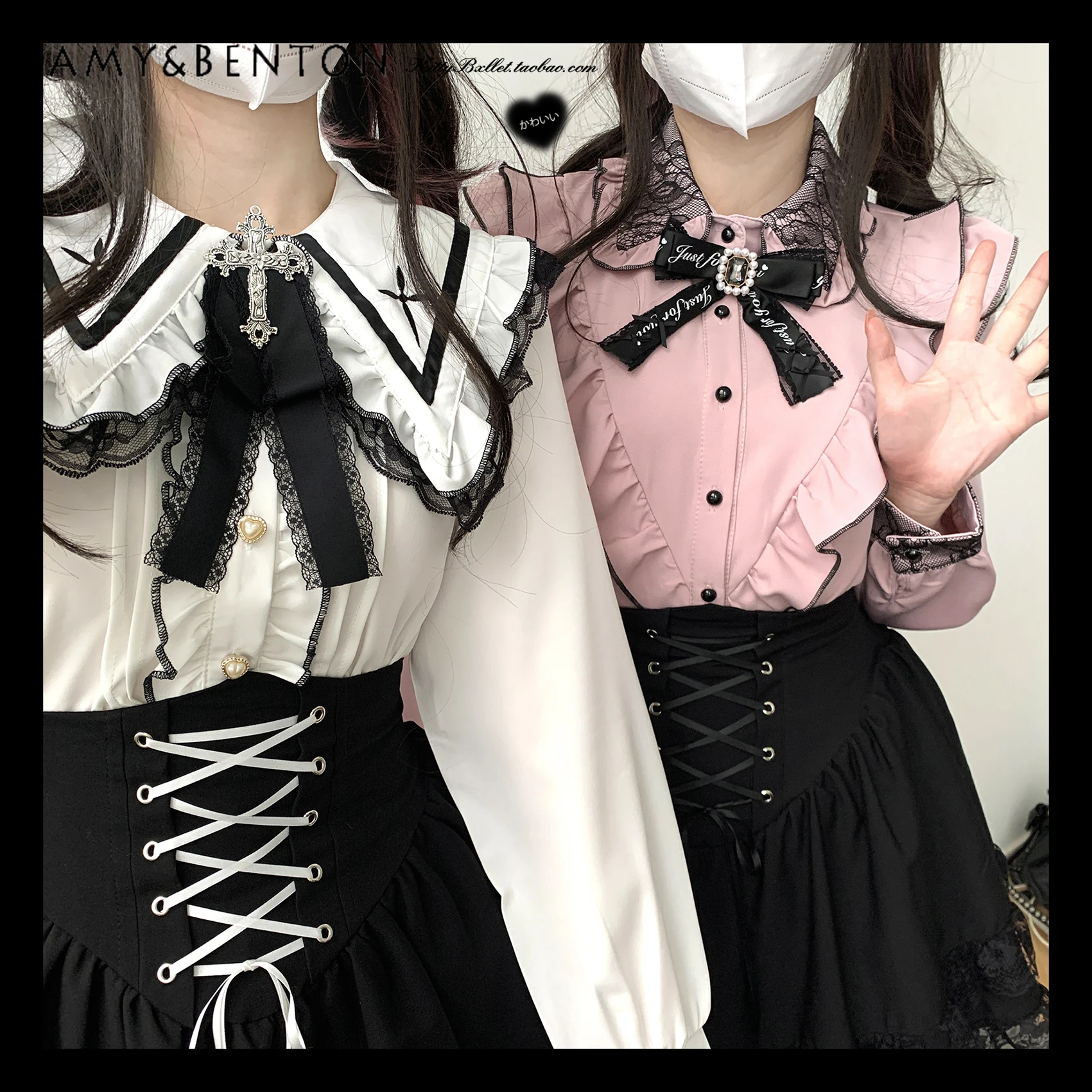 Japanese Lolita Mine Mass-Produced Blouse Women Sweet Cute Sailor Collar Lace Stitching Long-Sleeved Shirt Kawaii Slim Camisas