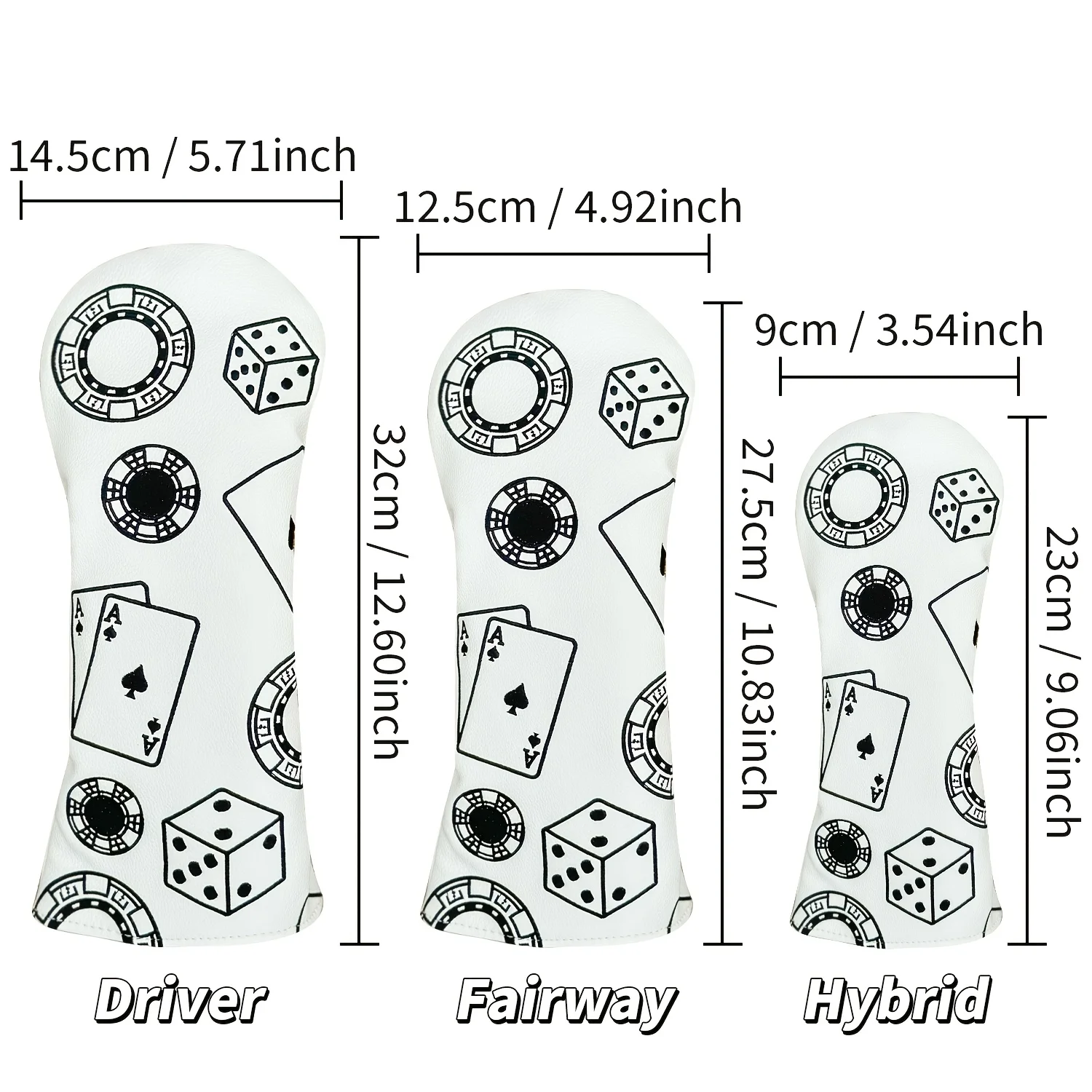 1pc/4pcs Driver/Fairway/Hybrid Headcover-Poker Chips Golf Club Head Cover,Golf Club Covers&Golf Wood Head Cover-Sports Accessory view 6
