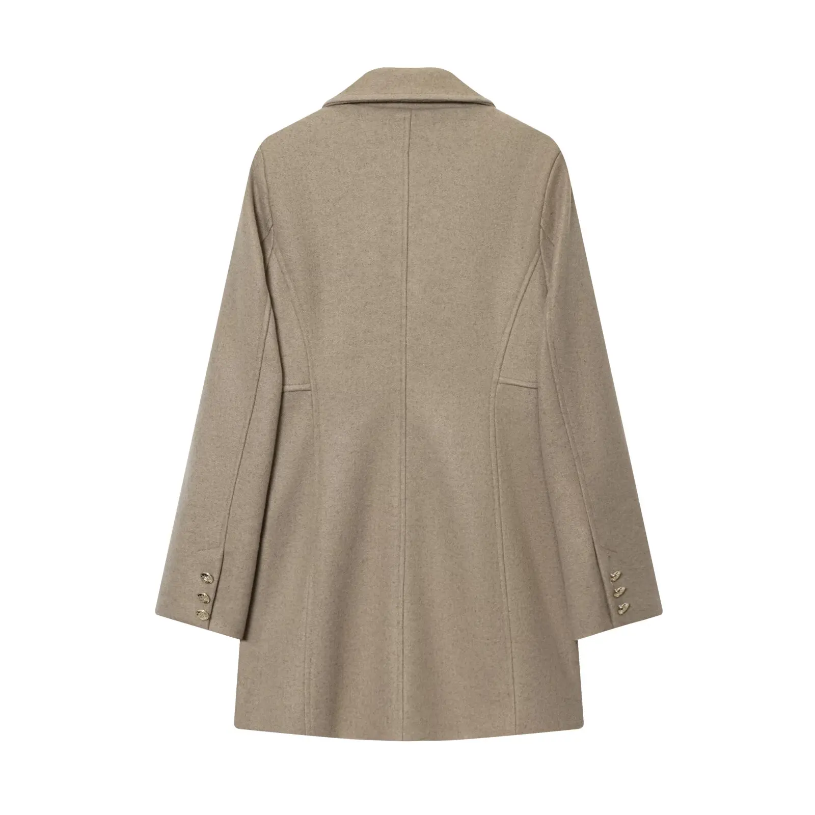 JNLEAOG Modny płaszcz damski z mieszanych włókien, dwurzędowy, jesień, nowość, poliester, długi rękaw