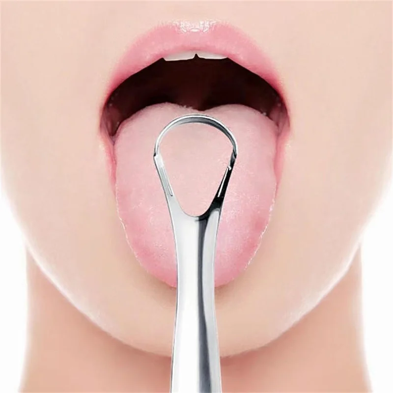 1/2PCS Portable Single Layer Tongue Scraper Reusable Stainless Steel Oral Mouth Brush Tongue Scraper Fresh Breath Maker