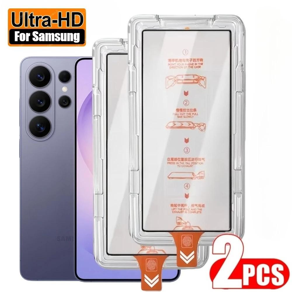 2 Stück Ultra-Klare Displayschutzfolie für Samsung Galaxy S26 S25 S24 Ultra S23 S22 S21 Plus S25 S24 FE mit Ein-Klick-Installation Glas