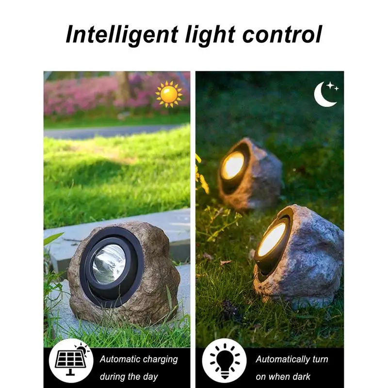 Spot Lumineux Solaire en Résine Imperméable pour Éclairage d'Extérieur, Luminaire Décoratif de Paysage, Idéal pour une Cour ou une Pelouse