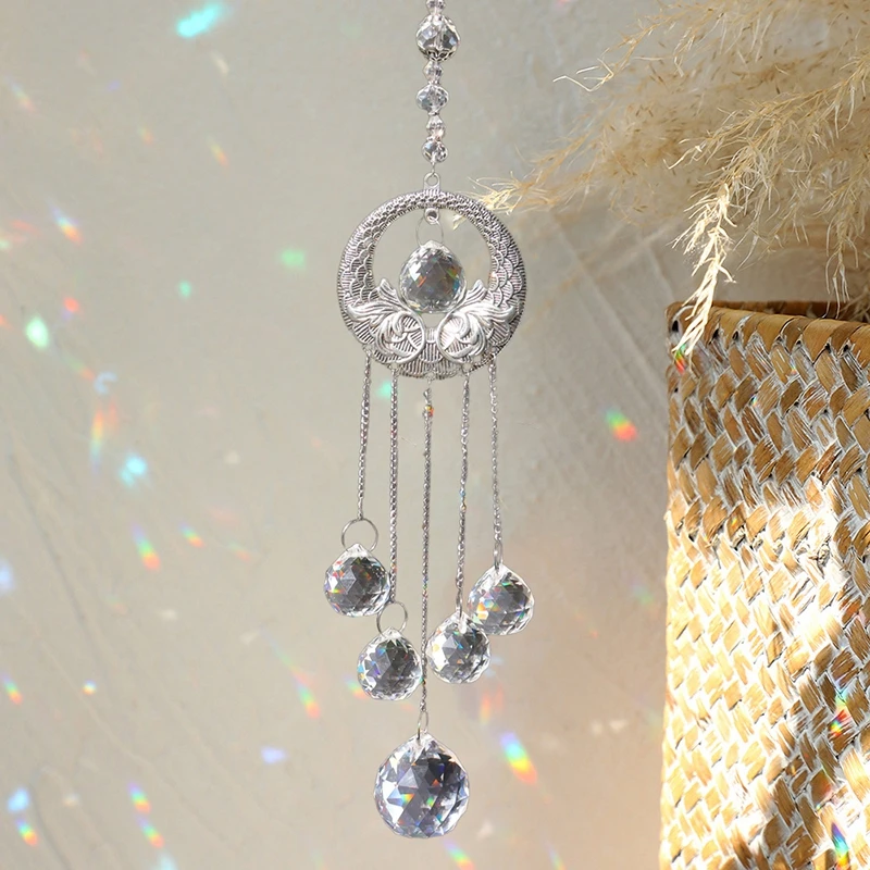 1pWind الرنين sunالماسك كريستال الرياح الدقات حديقة المنزل Suncatcher كريستال معلقة قلادة ديكور المنزل نافذة قطرة جرس 2026