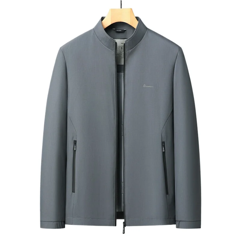 

Autumn Spring Trendy Solid Color Men's Jacket Soft & Skin-friendly Fashion Stand Collar Business Casual Coat Comfortable Top