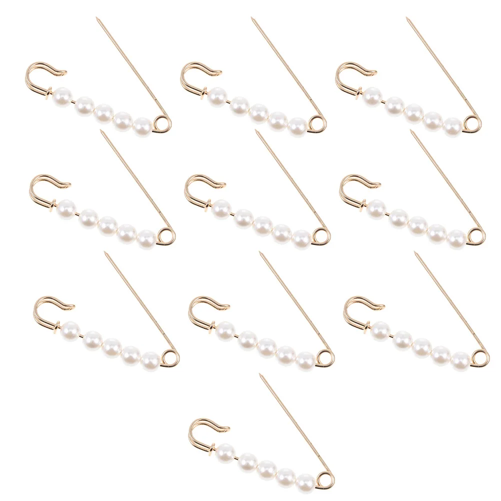 

20pcs Pearl Safety Pin Pants Safety Brooch Dress Fixed Clip Women Clothes Brooch Removable Reusable Metal Plastic Elegant Scarf