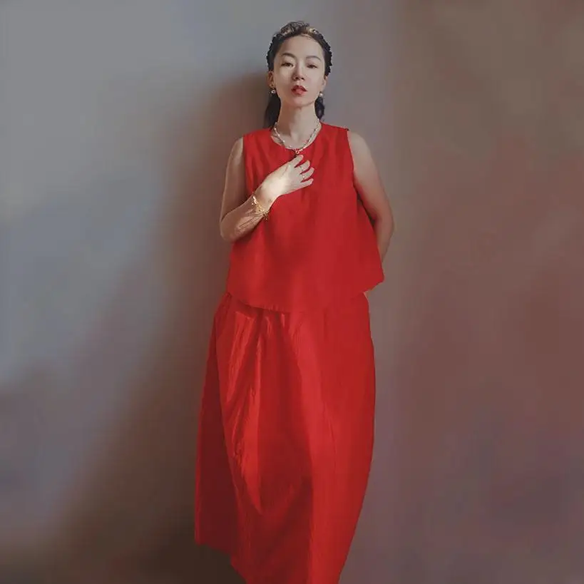 

Red Gun Vintage f Skirt Six Piece Flower Bud Elastic Waist Pure Cotton New Design Summer New Arrival Women's Skirts