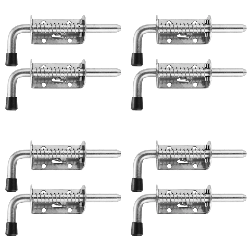 8Pcs 5 Inch Stainless Steel Spring Loaded Latch Pin Barrel Bolt 2Mm Thickened Door Lock Brushed