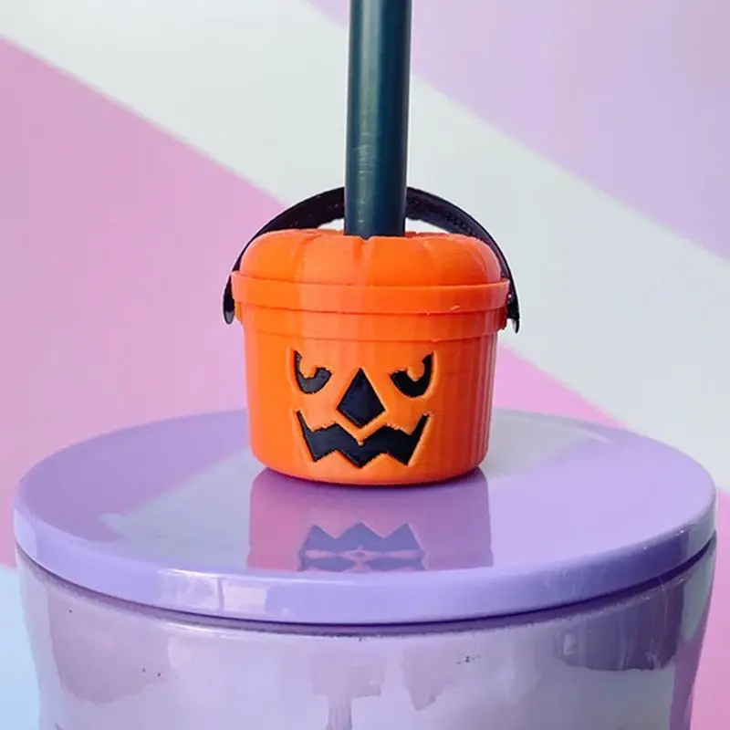 Straw Toppers Halloween Halloween Buckets Straw Tips Lids Silicone Drinking Straw Tips Reusable Cup Straw Topper For Halloween