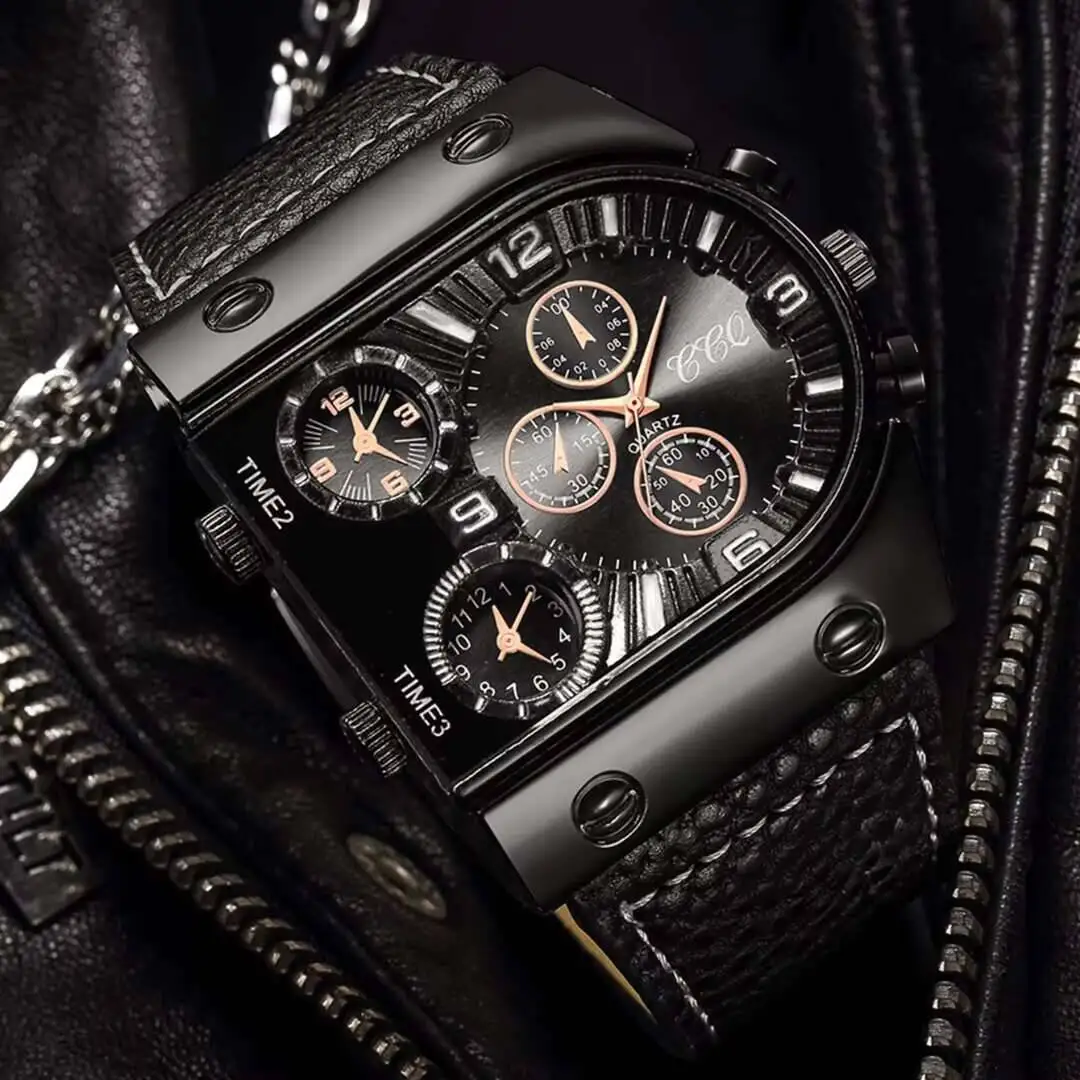 Luxury Large Dial Men's Quartz Watch Casual Leather Strap Men Sports Watches Clock Gift Reloj Hombre