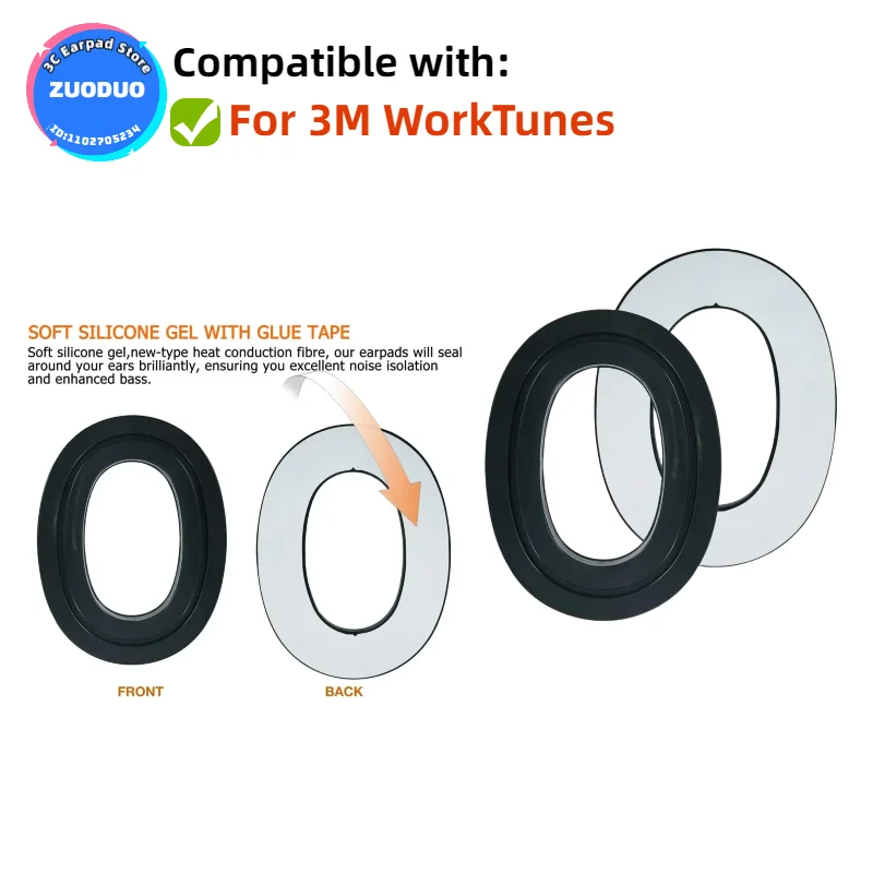 

Replacement Earpads for 3M WorkTunes Headphones Mesh / Ice gel / Leather Ear Cushion Pads