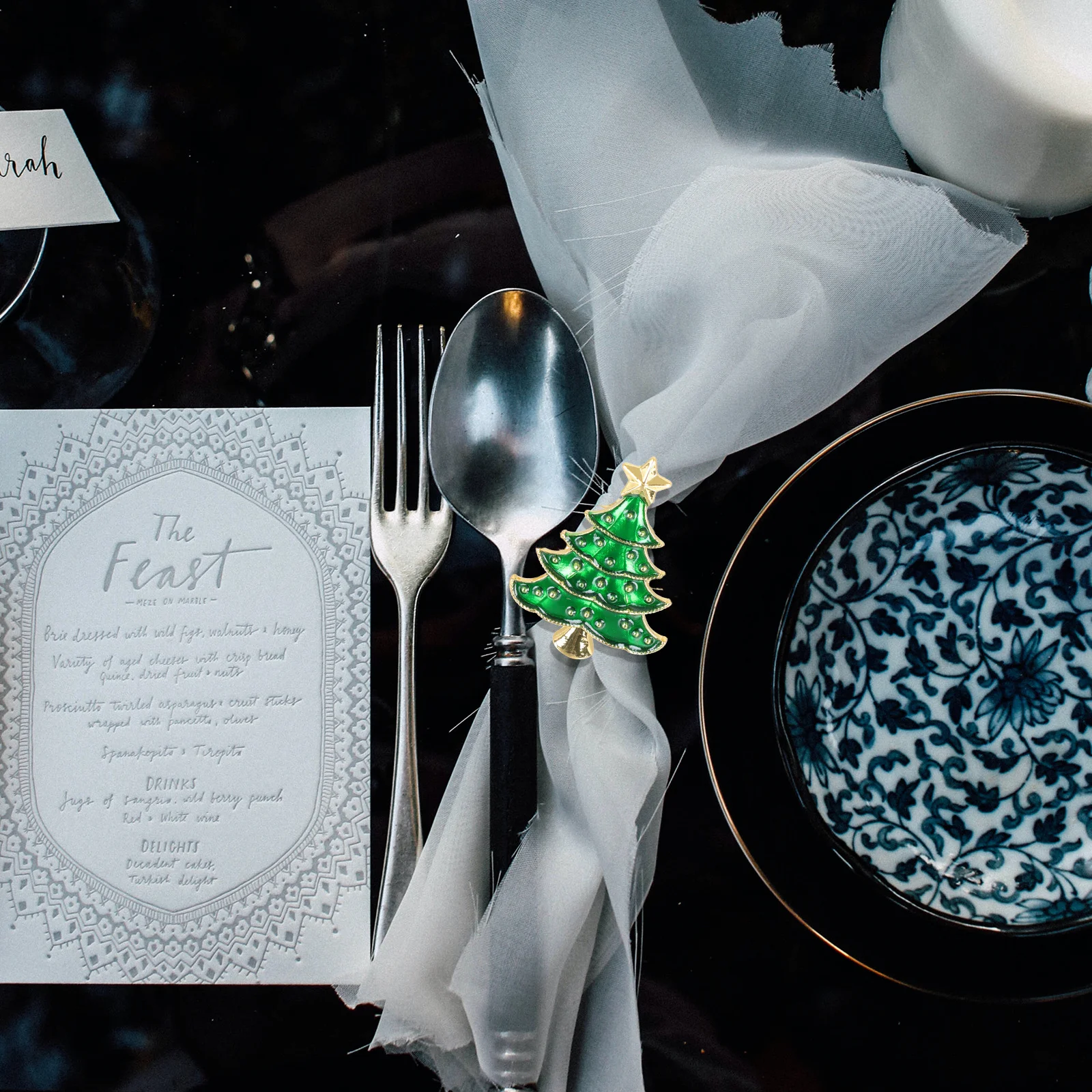 

6Pcs Christmas Tree Napkin Ring Metal Holder Xmas Table Decor Party Wedding Home Christmas Tree Napkin Ring