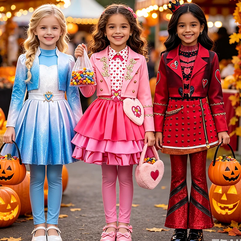 Children Rise of Red Series Costume Girls Cosplay Outfit Kids Halloween Carnival Princess Fancy Dress Sister Role Play Dress Up