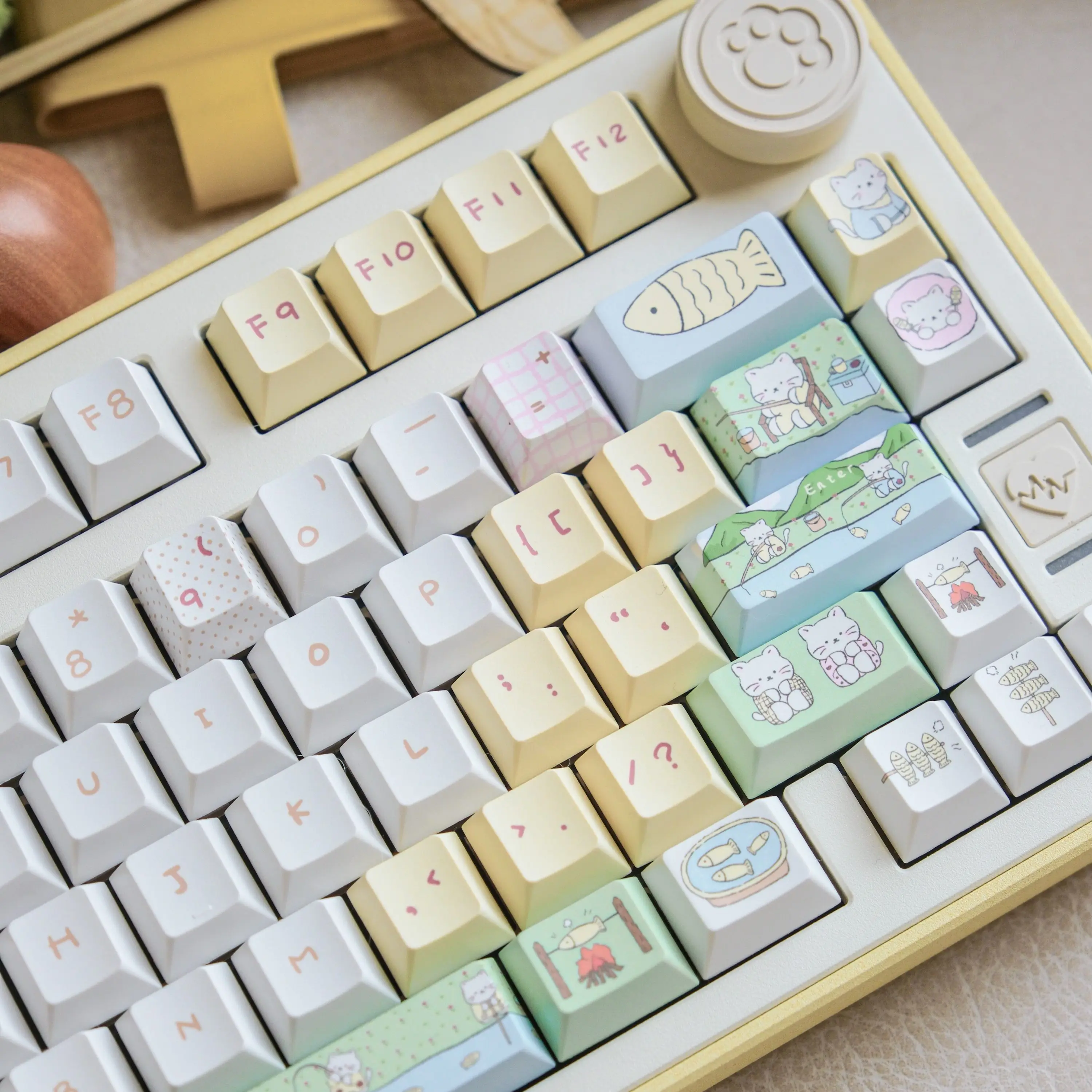 maimooo-keycap-a-tema-pesca-con-gatti-profilo-cherry-pbt-stampa-a-sublimazione-keycap-personalizzate-con-simpatici-gattini-dipinti-a-mano-per-tastiera-meccanica